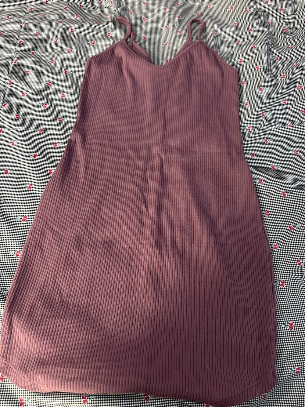 Express Ribbed Spaghetti Strap Mini Dress - Mauve